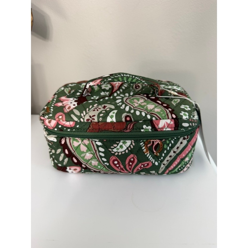 Vera Bradley Brush Up Cosmetic Case Women OS Green Western Floral Paisley NWT